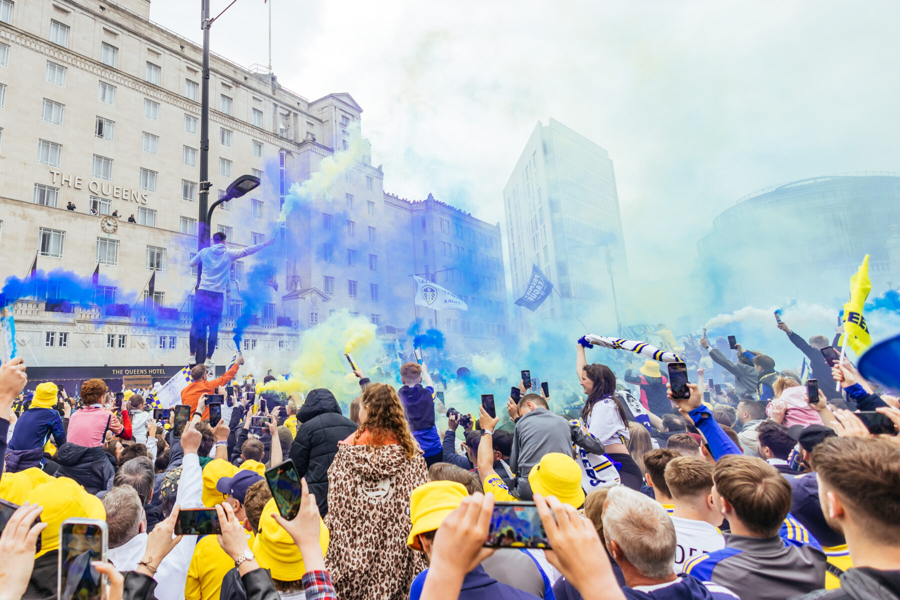 Huge celebrations in the city centre as Leeds United returned to the Premier League 